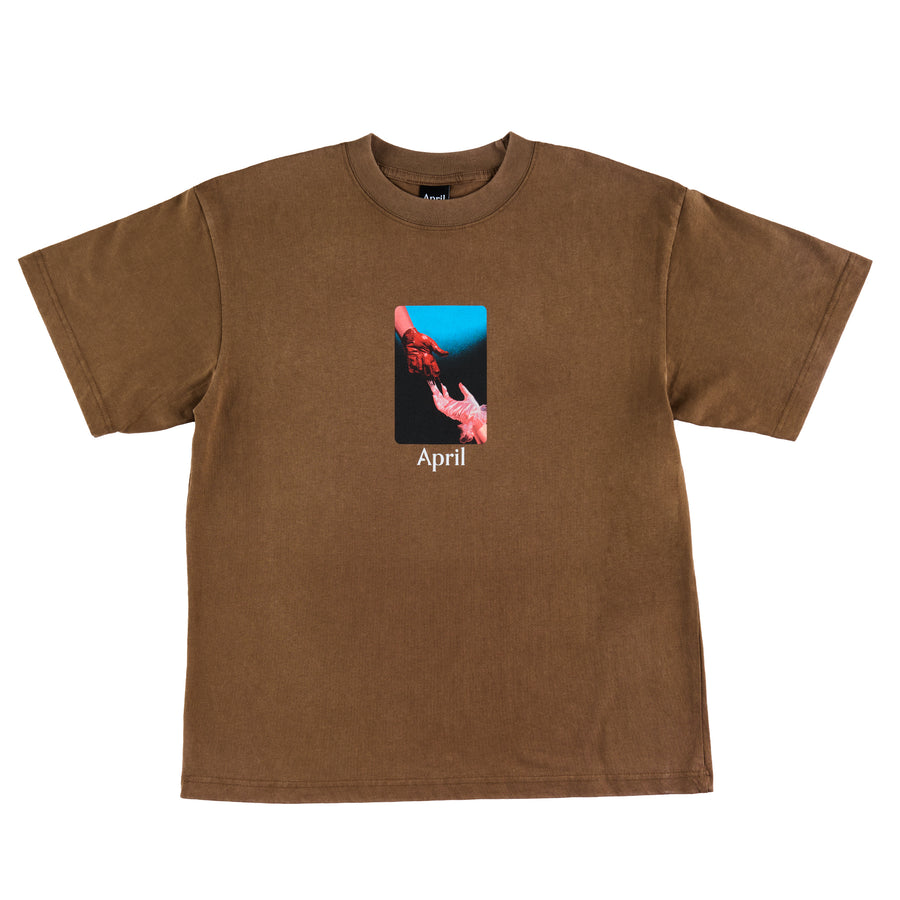 MATERIAL TEE - WASHED BROWN
