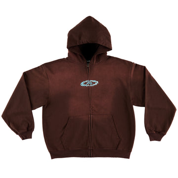 STARS ZIP HOODIE - BROWN