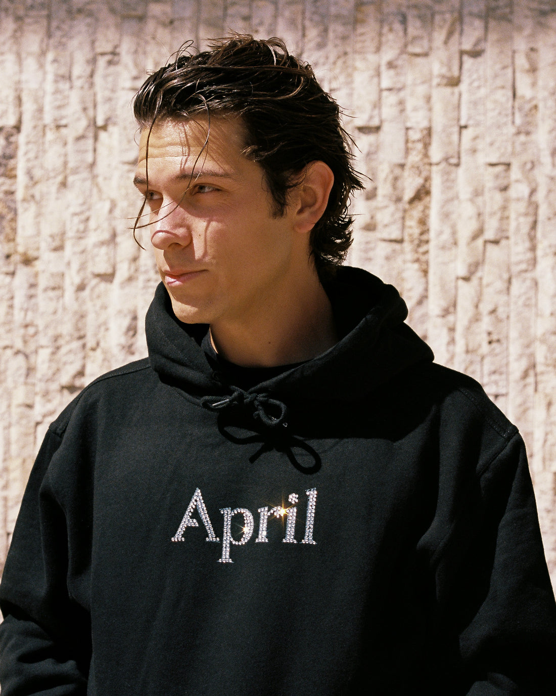 RHINESTONE HOODIE - BLACK